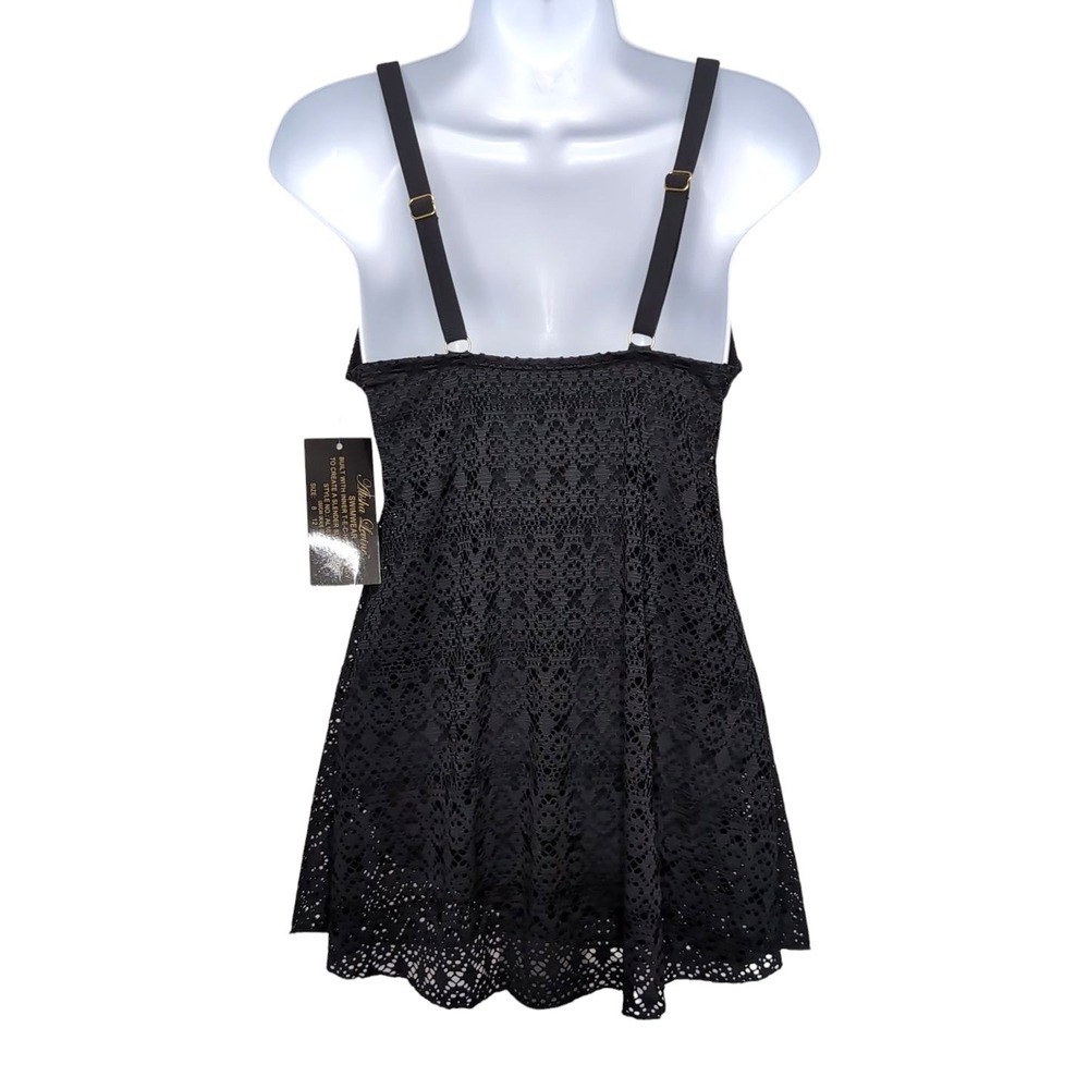 ALISHA LEVINE Swim Dress Womens Size 12 Black Crochet Swimsuit Swimwear NEW NWT - Picture 3 of 11
